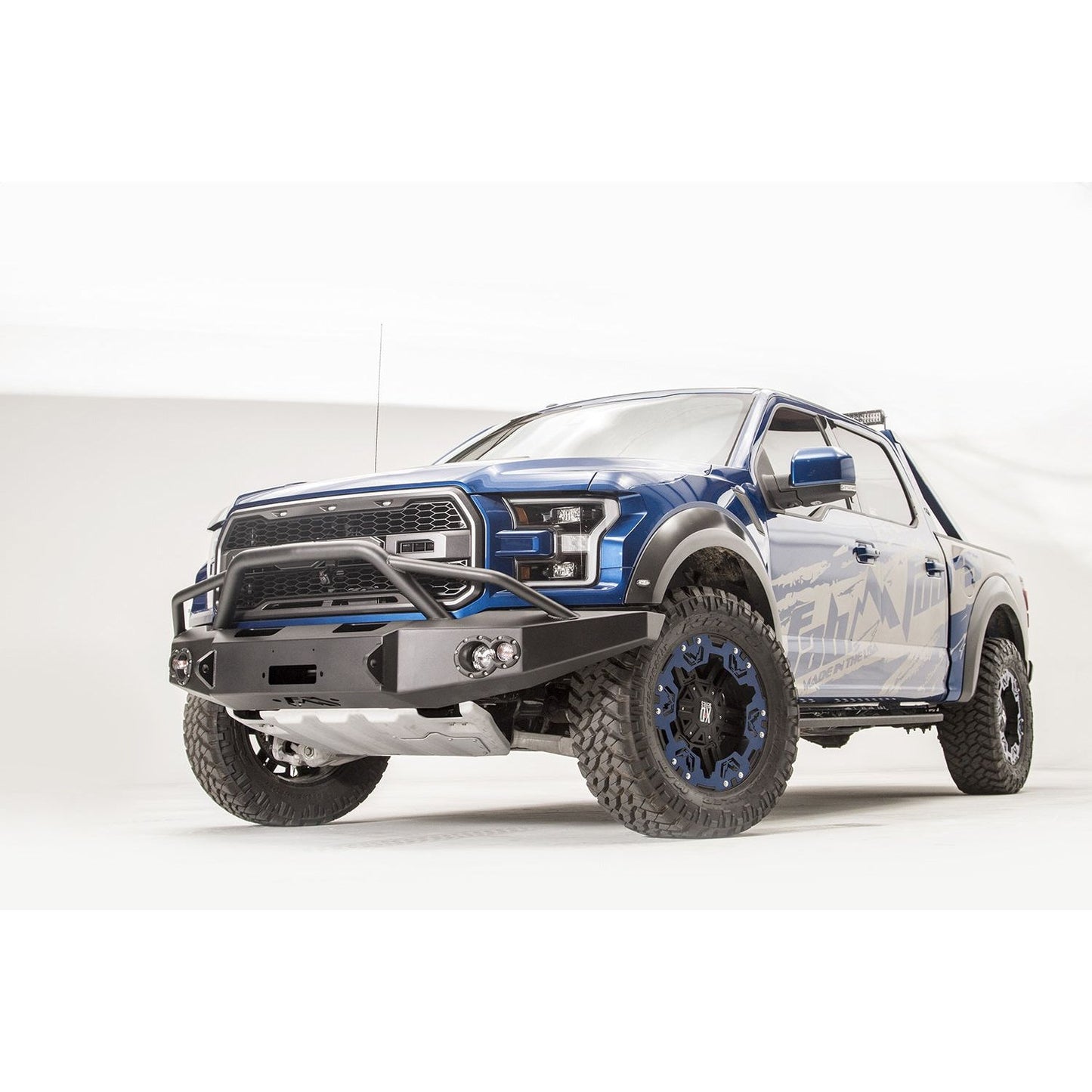 Fab Fours Premium Winch Front Bumper 2 Stage Black Powder Coated w/Pre-Runner Guard l FF17-H4352-1