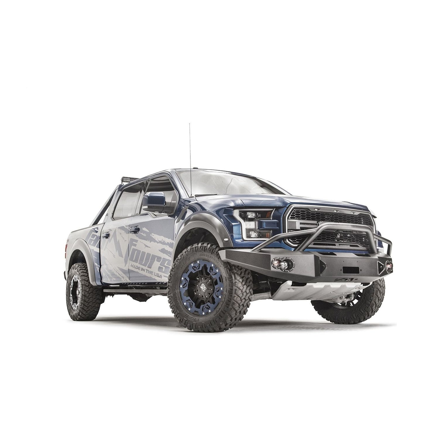 Fab Fours Premium Winch Front Bumper 2 Stage Black Powder Coated w/Pre-Runner Guard l FF17-H4352-1
