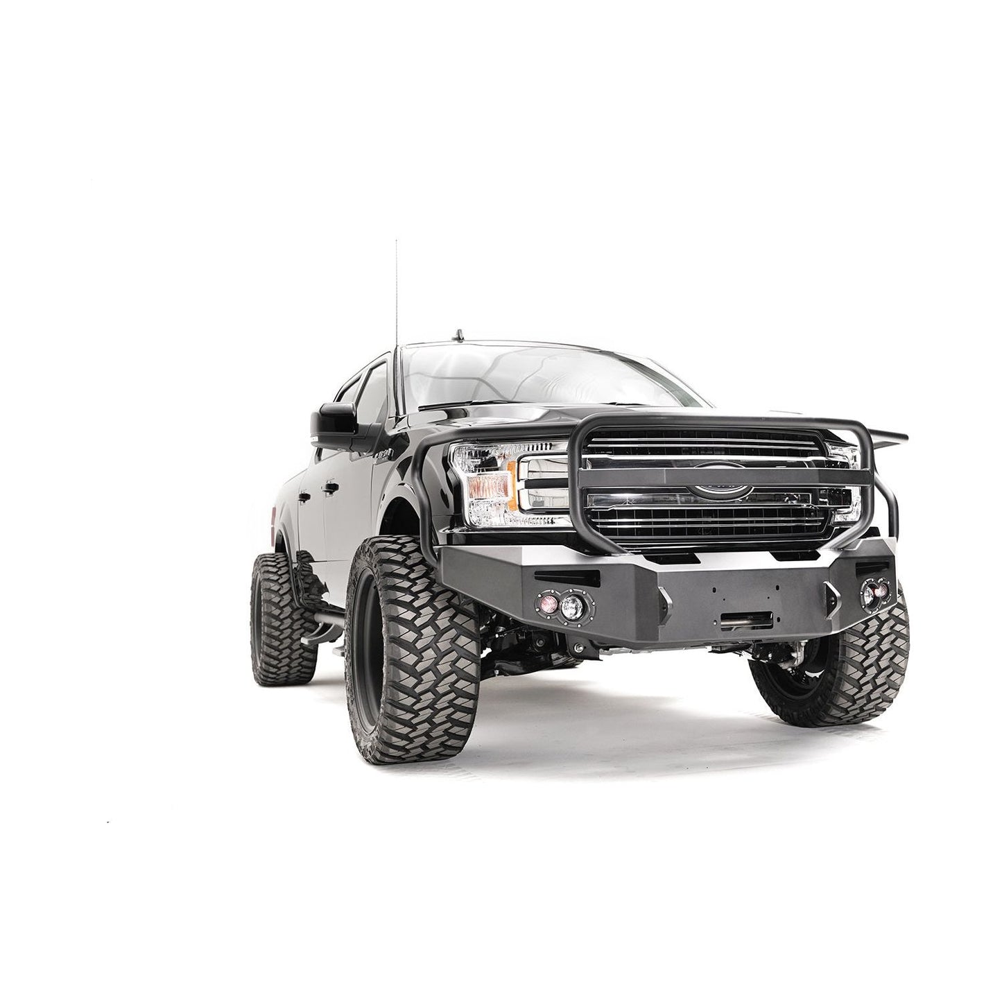 Fab Fours Premium Winch Front Bumper 2 Stage Black Powder Coated w/Full Guard l FF18-H4550-1