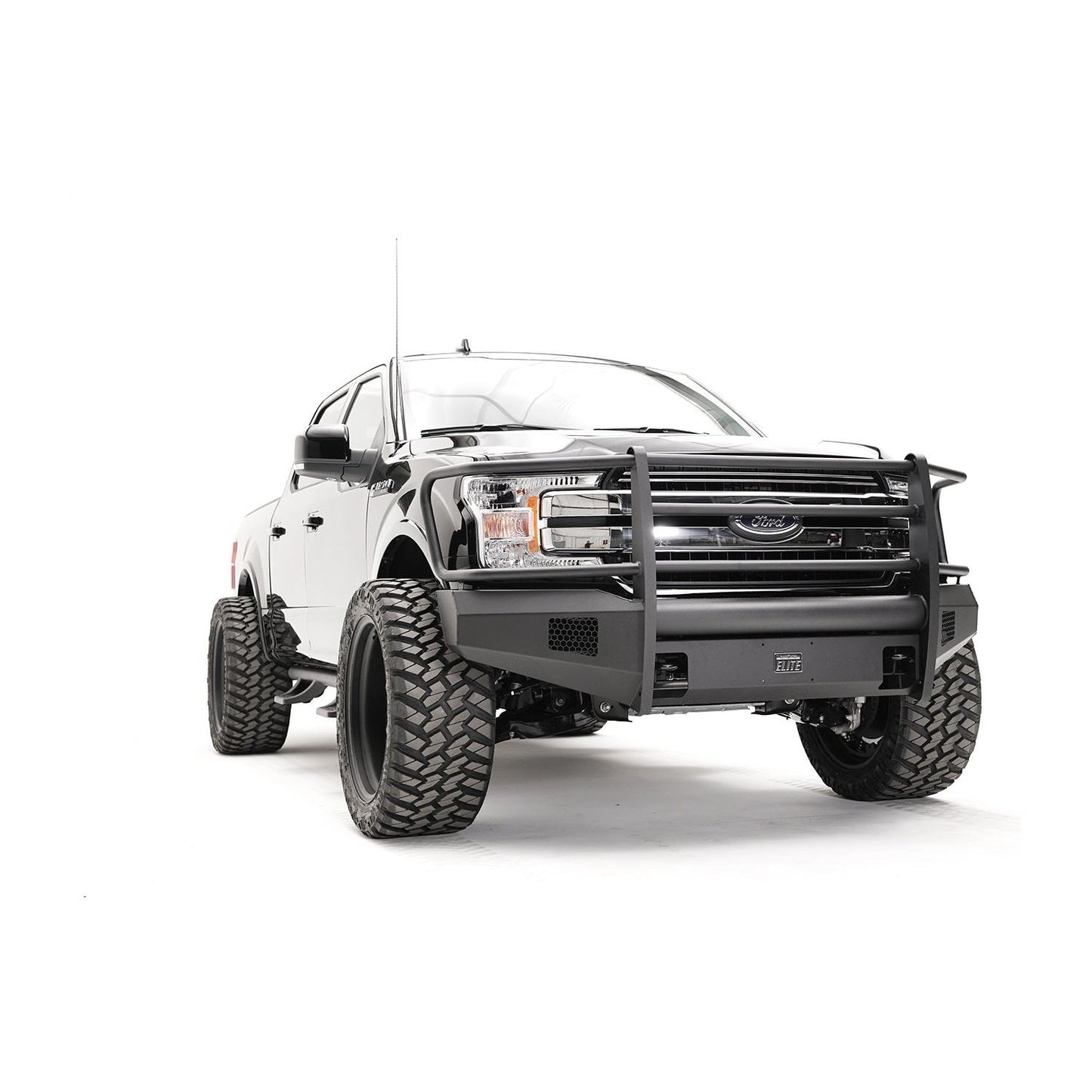 Fab Fours Elite Front Bumper 2 Stage Black Powder Coated w/Full Guard l FF18-R4560-1