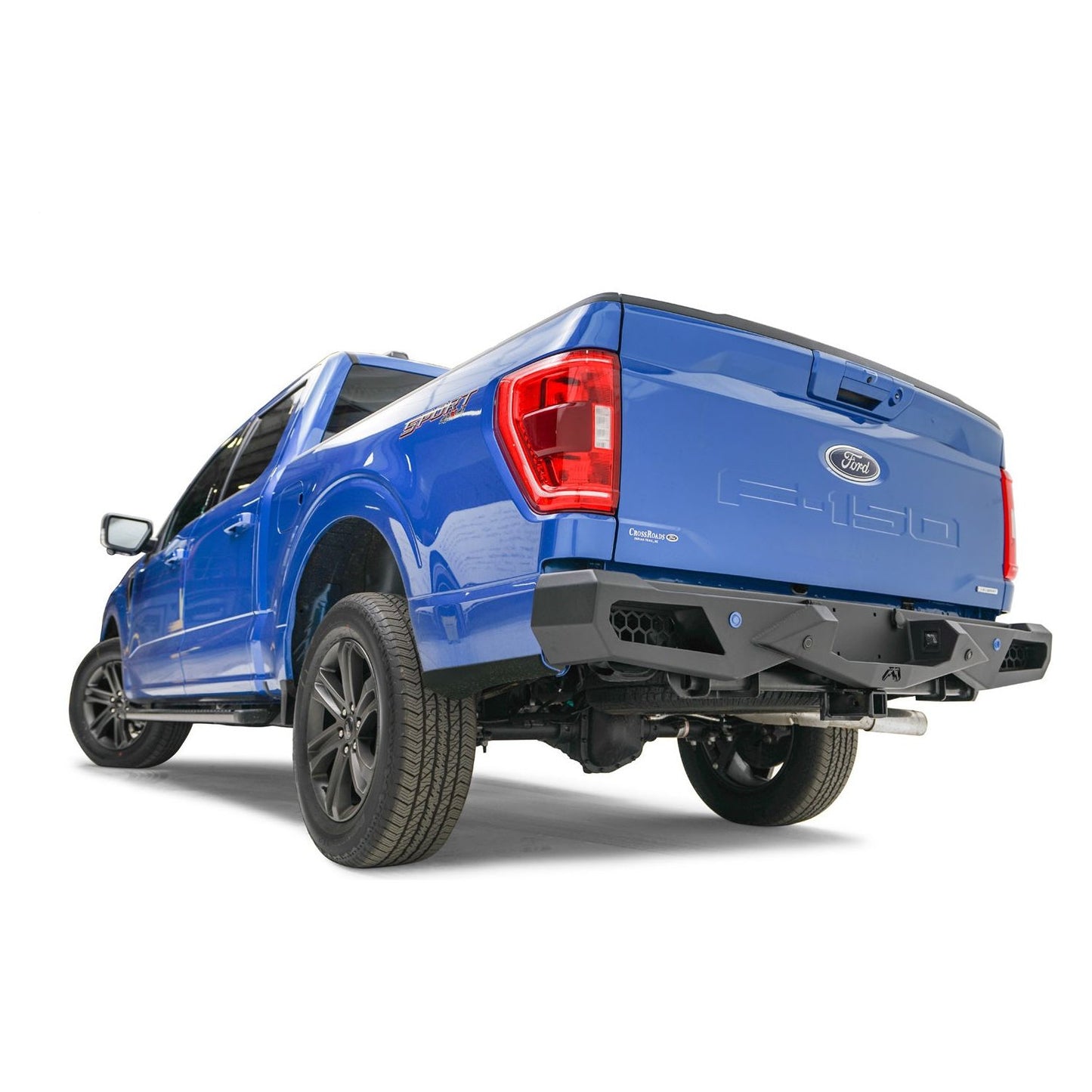 Fab Fours Vengeance Rear Bumper 2 Stage Black Powder Coat w/Predrilled Sensor Holes Compatible w/[2] 3X3 LED Cubes on Either Side or [2] SR 6 in. Light Bars l FF21-E5051-1