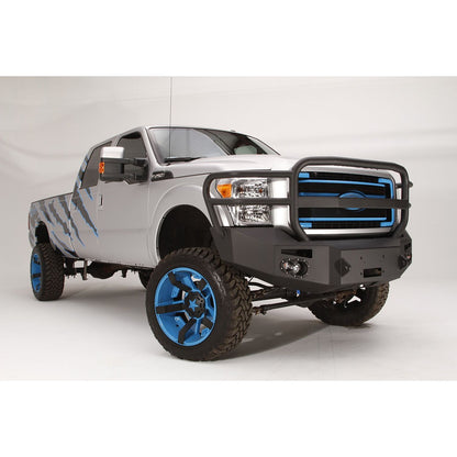 Fab Fours Premium Heavy Duty Winch Front Bumper 2 Stage Black Powder Coated w/Full Grill Guard Incl. 1 in. D-Ring Mounts/Light Cut-Outs w/Hella 90mm Fog Lamps And 60mm Turn Signals l FS11-A2550-1