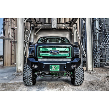 Fab Fours Premium Heavy Duty Winch Front Bumper 2 Stage Black Powder Coated w/o Grill Guard Incl. 1 in. D-Ring Mounts/Light Cut-Outs w/Hella 90mm Fog Lamps And 60mm Turn Signals l FS11-A2551-1