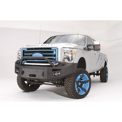 Fab Fours Premium Heavy Duty Winch Front Bumper 2 Stage Black Powder Coated w/Pre-Runner Grill Guard Incl. 1in. D-Ring Mts./Light Cut-Outs w/Hella 90mm Fog Lamps/60mm Turn Signals l FS11-A2552-1