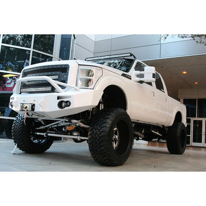 Fab Fours Premium Heavy Duty Winch Front Bumper 2 Stage Black Powder Coated w/Pre-Runner Grill Guard Incl. 1in. D-Ring Mts./Light Cut-Outs w/Hella 90mm Fog Lamps/60mm Turn Signals l FS11-A2552-1
