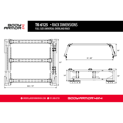 Body Armor 4x4 FULL SIZE UNIVERSAL OVERLAND RACK TK-6125