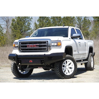 Fab Fours Black Steel Front Ranch Bumper 2 Stage Black Powder Coated w/o Full Grill Guard Incl. Light Cut-Outs l GM07-K2161-1