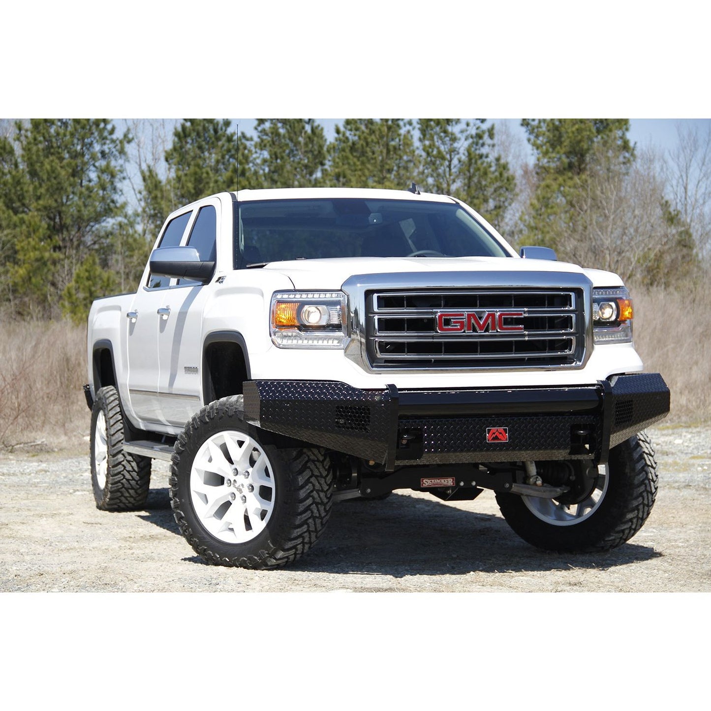 Fab Fours Black Steel Front Ranch Bumper 2 Stage Black Powder Coated w/o Full Grill Guard Incl. Light Cut-Outs l GM07-K2161-1