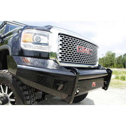 Fab Fours Black Steel Front Ranch Bumper 2 Stage Black Powder Coated w/o Full Grill Guard Incl. Light Cut-Outs l GM08-S2161-1