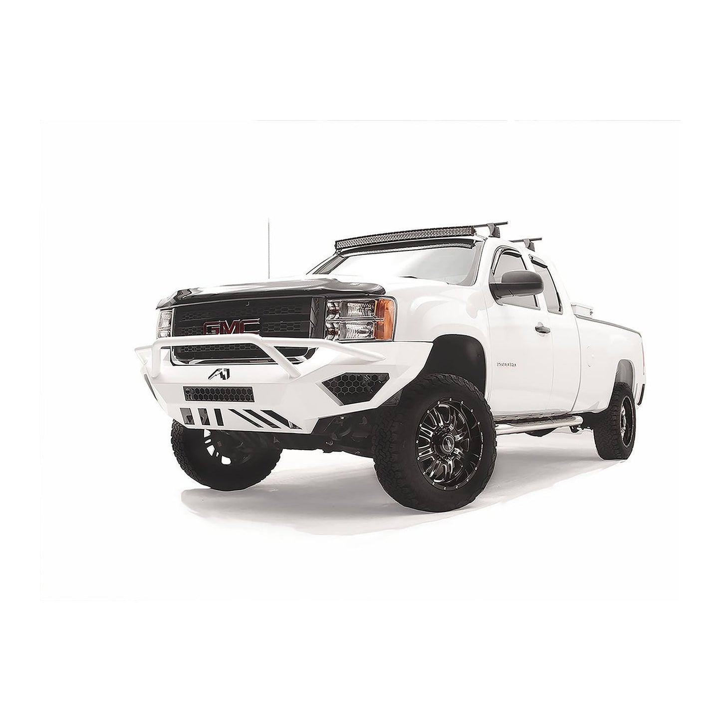 Fab Fours Vengeance Front Bumper 2 Stage Black Powder Coated w/Pre-Runner Grill Guard l GM11-V2852-1