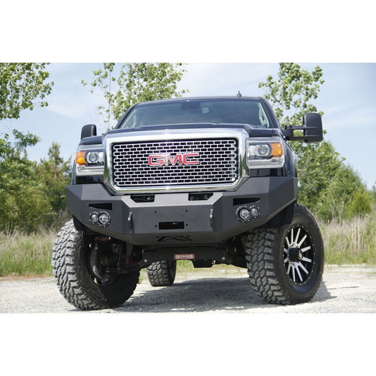 Fab Fours Premium Heavy Duty Winch Front Bumper 2 Stage Black Powder Coated w/o Grill Guard Incl. Fog And Turn Lights Air Ducts D-Ring Mounts l GM14-A3151-1