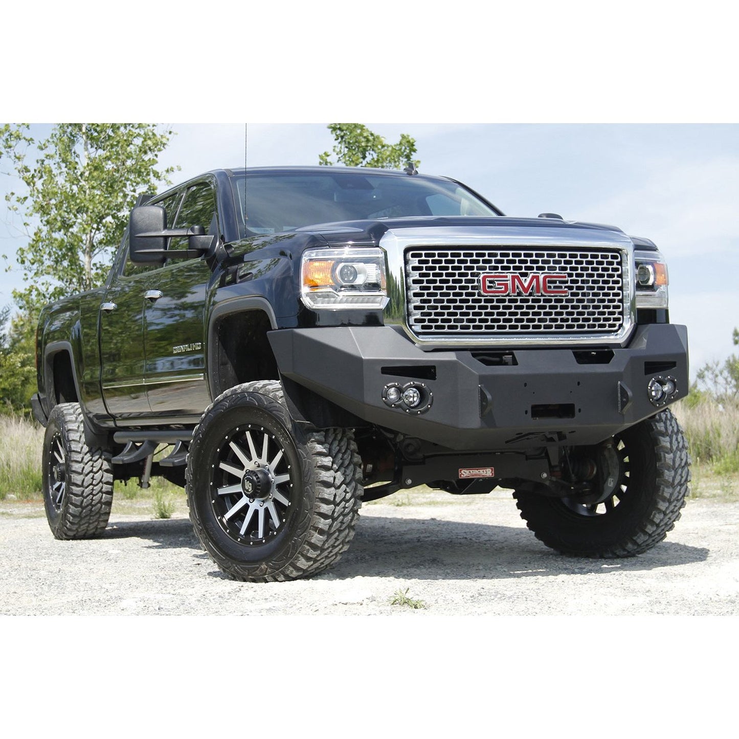 Fab Fours Premium Heavy Duty Winch Front Bumper 2 Stage Black Powder Coated w/o Grill Guard Incl. Fog And Turn Lights Air Ducts D-Ring Mounts l GM14-A3151-1