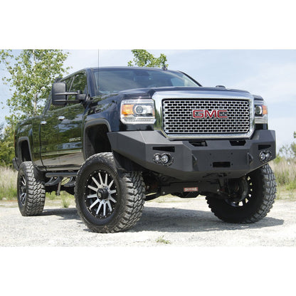 Fab Fours Premium Heavy Duty Winch Front Bumper 2 Stage Black Powder Coated w/o Grill Guard Incl. Fog And Turn Lights Air Ducts D-Ring Mounts l GM14-A3151-1