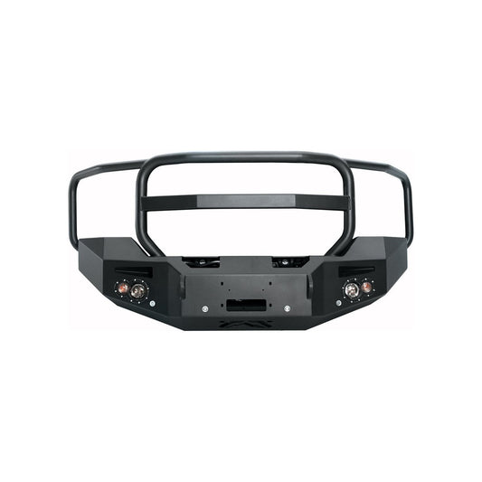 Fab Fours Premium Winch Front Bumper 2 Stage Black Powder Coated w/Full Grill Guard w/Sensors l GM14-C3150-1