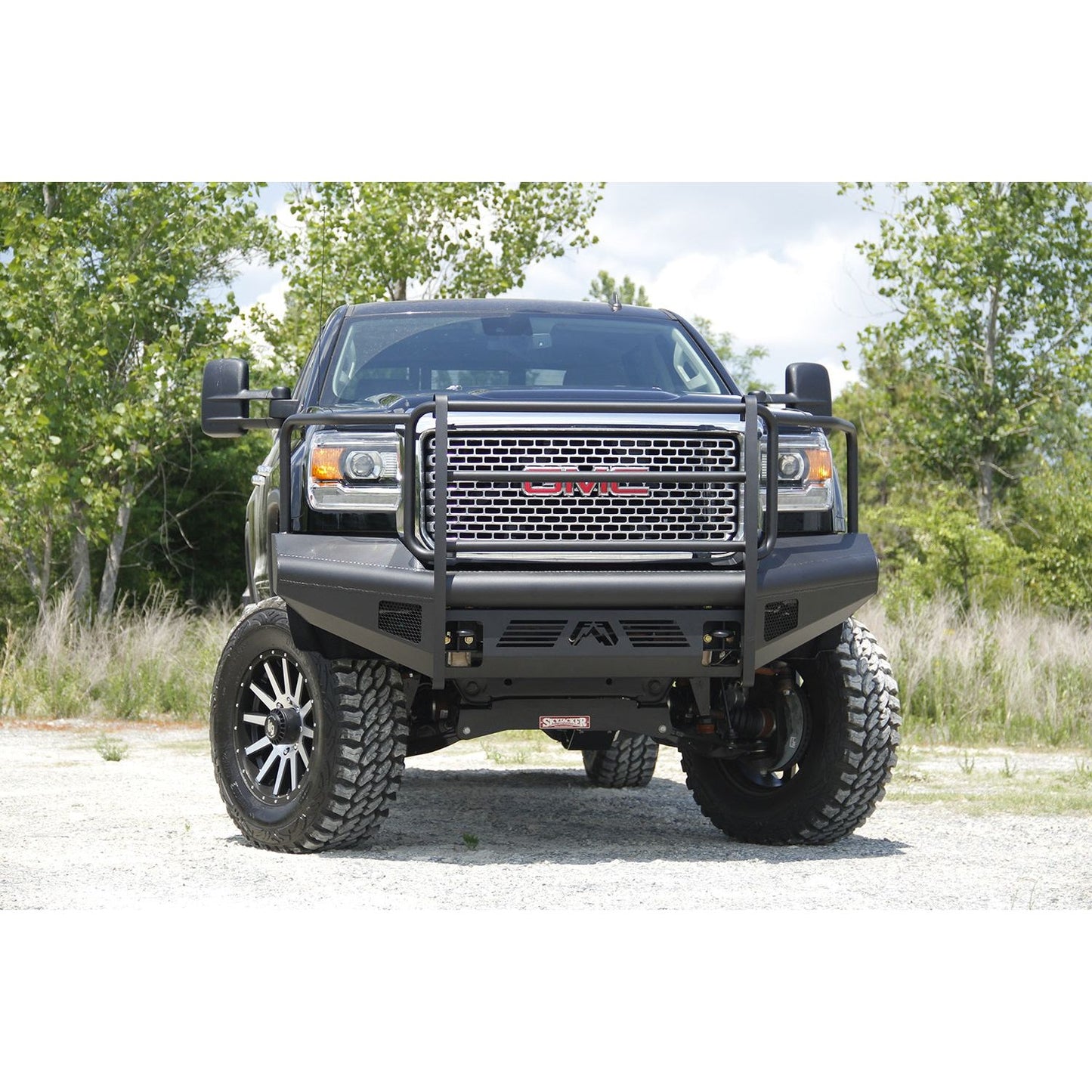 Fab Fours Elite Front Ranch Bumper 2 Stage Black Powder Coated w/Full Grill Guard And Tow Hooks l GM14-Q3160-1