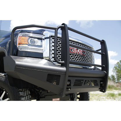 Fab Fours Elite Front Ranch Bumper 2 Stage Black Powder Coated w/Full Grill Guard And Tow Hooks l GM14-Q3160-1