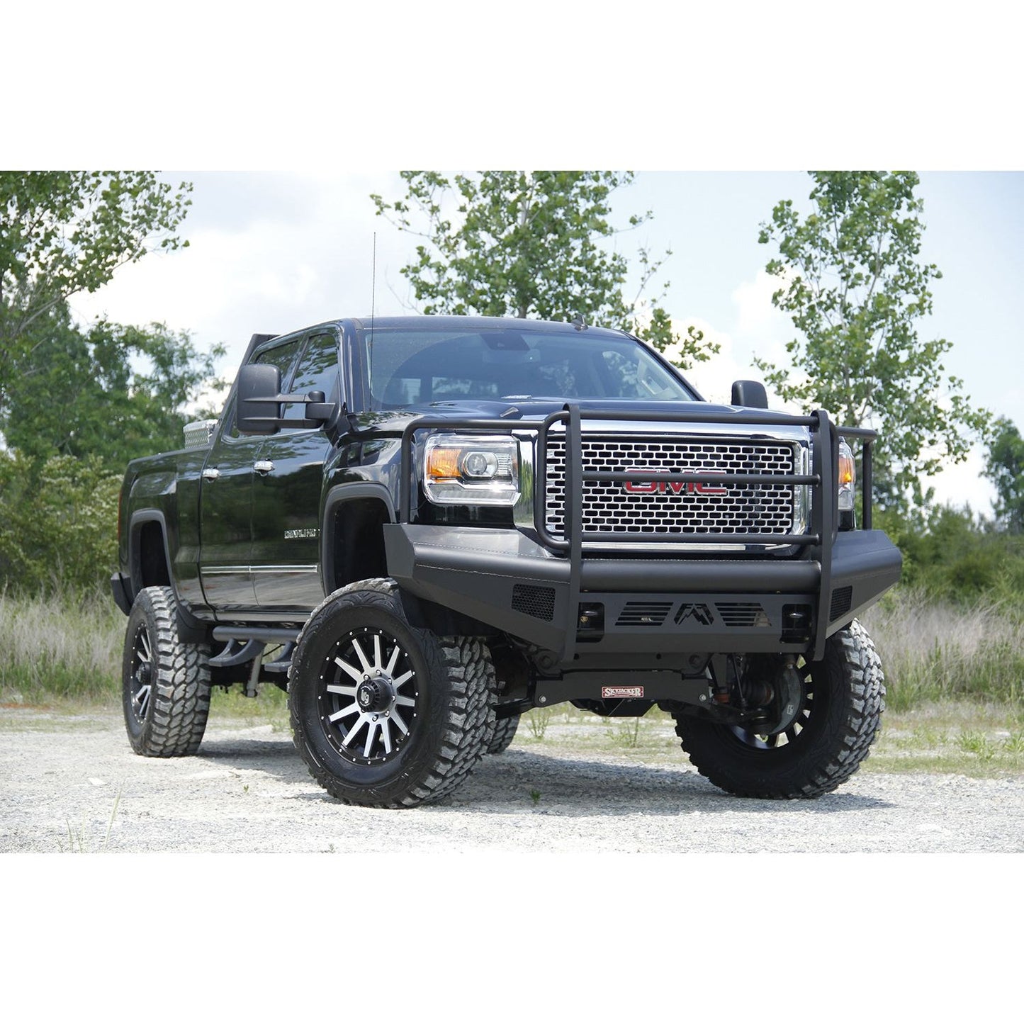 Fab Fours Elite Front Ranch Bumper 2 Stage Black Powder Coated w/Full Grill Guard And Tow Hooks l GM14-Q3160-1