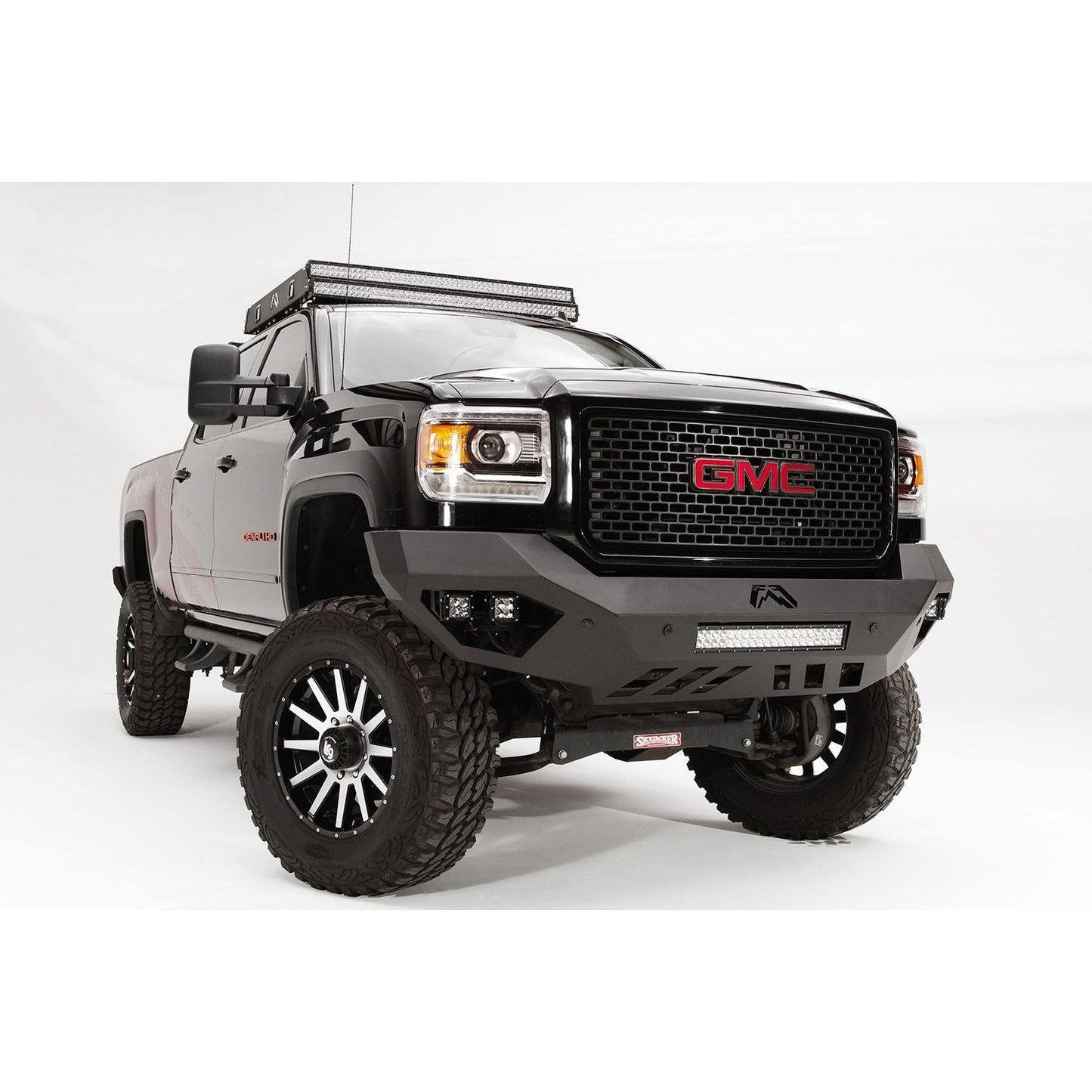 Fab Fours Vengeance Front Bumper 2 Stage Black Powder Coated Sensor Bumper No Guard l GM15-V3151-1