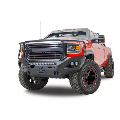 Fab Fours Matrix Front Bumper 2 Stage Black Powder Coat Full Grill Guard l GM15-X2850-1