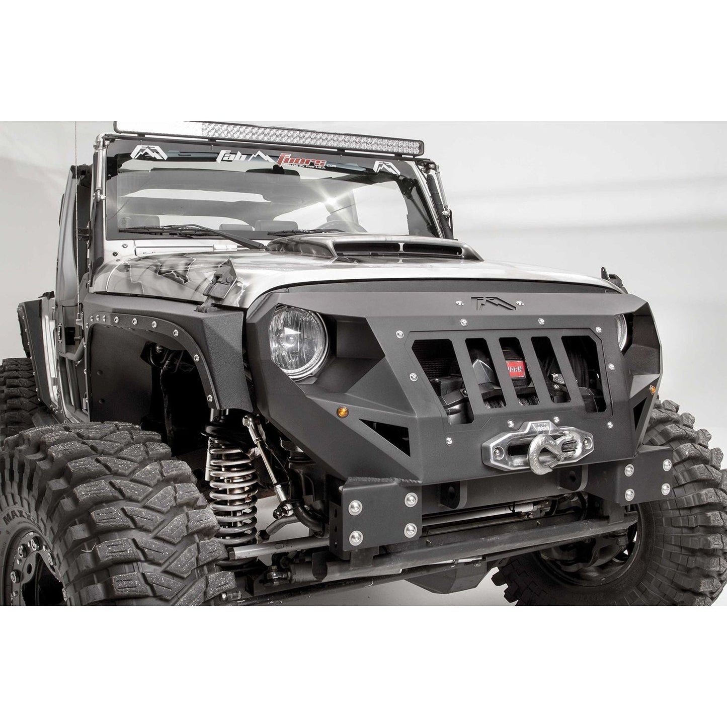 Fab Fours Grumper Grill/Front Bumper 2 Stage Black Powder Coated Combines Both Grille And Bumper l GR1000-1