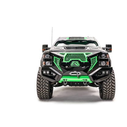 Fab Fours Grumper Grill/Front Bumper 2 Stage Black Powder Coated Combines Both Grille And Bumper l GR3000-1