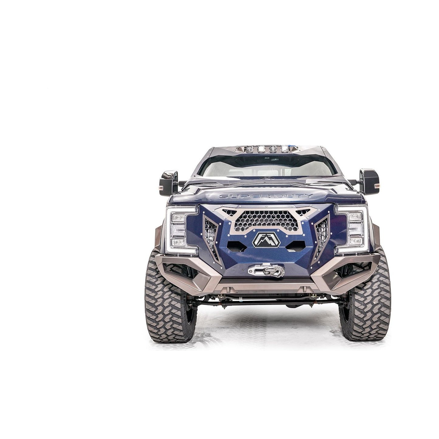 Fab Fours Grumper Grill/Front Bumper 2 Stage Black Powder Coated Combines Both Grille And Bumper l GR4100-1