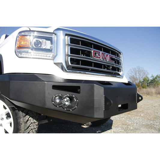 Fab Fours Premium Winch Front Bumper 2 Stage Black Powder Coated w/o Grill Guard Incl. 90mm Fog Lamps/60mm Turn Lights D-Ring Mounts l GS14-H3151-1