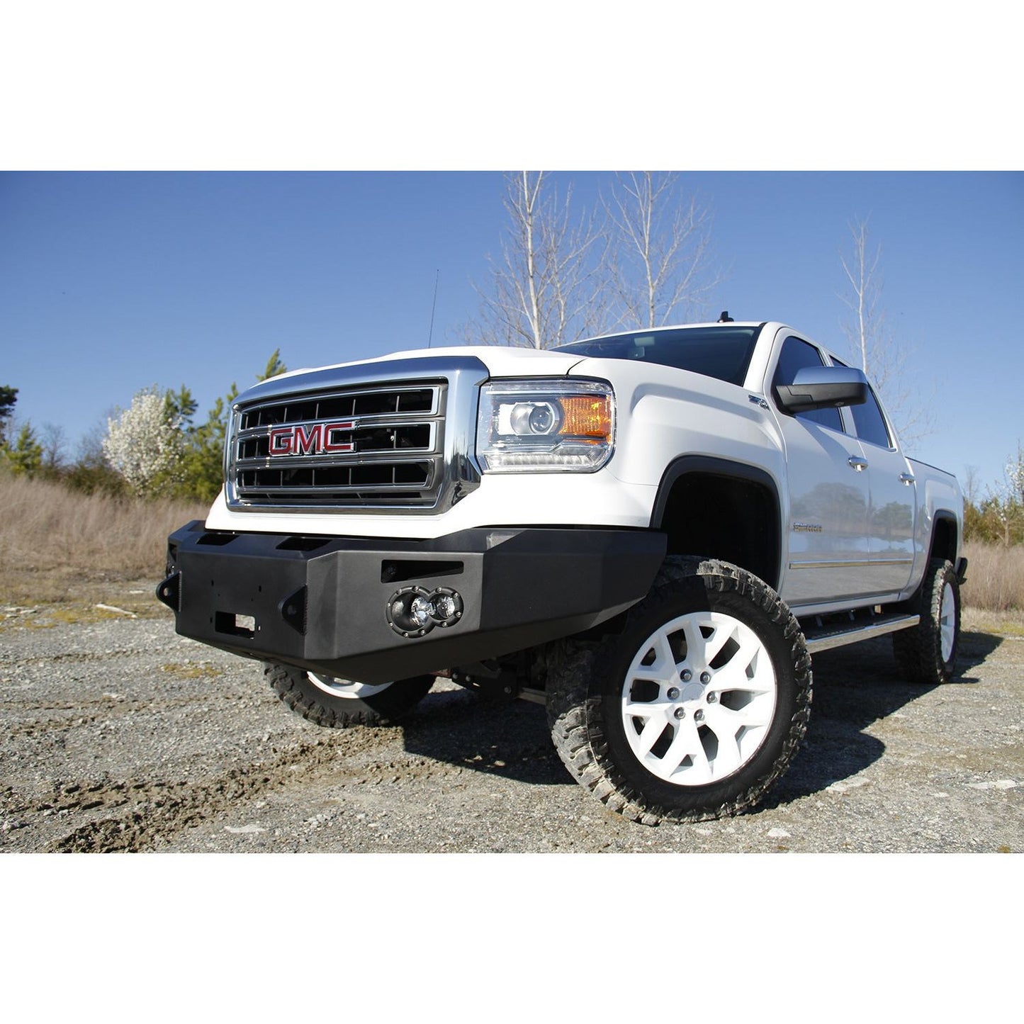 Fab Fours Premium Winch Front Bumper 2 Stage Black Powder Coated w/o Grill Guard Incl. 90mm Fog Lamps/60mm Turn Lights D-Ring Mounts l GS14-H3151-1