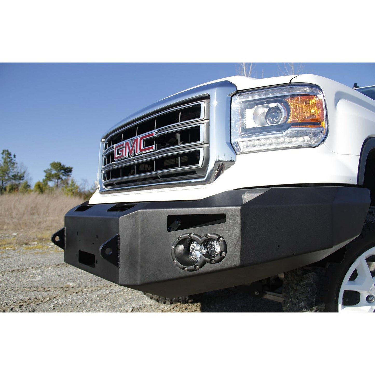 Fab Fours Premium Winch Front Bumper 2 Stage Black Powder Coated w/o Grill Guard Incl. 90mm Fog Lamps/60mm Turn Lights D-Ring Mounts l GS14-H3151-1