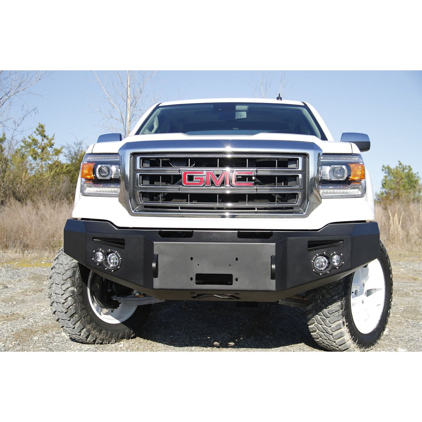 Fab Fours Premium Winch Front Bumper 2 Stage Black Powder Coated w/o Grill Guard Incl. 90mm Fog Lamps/60mm Turn Lights D-Ring Mounts l GS14-H3151-1