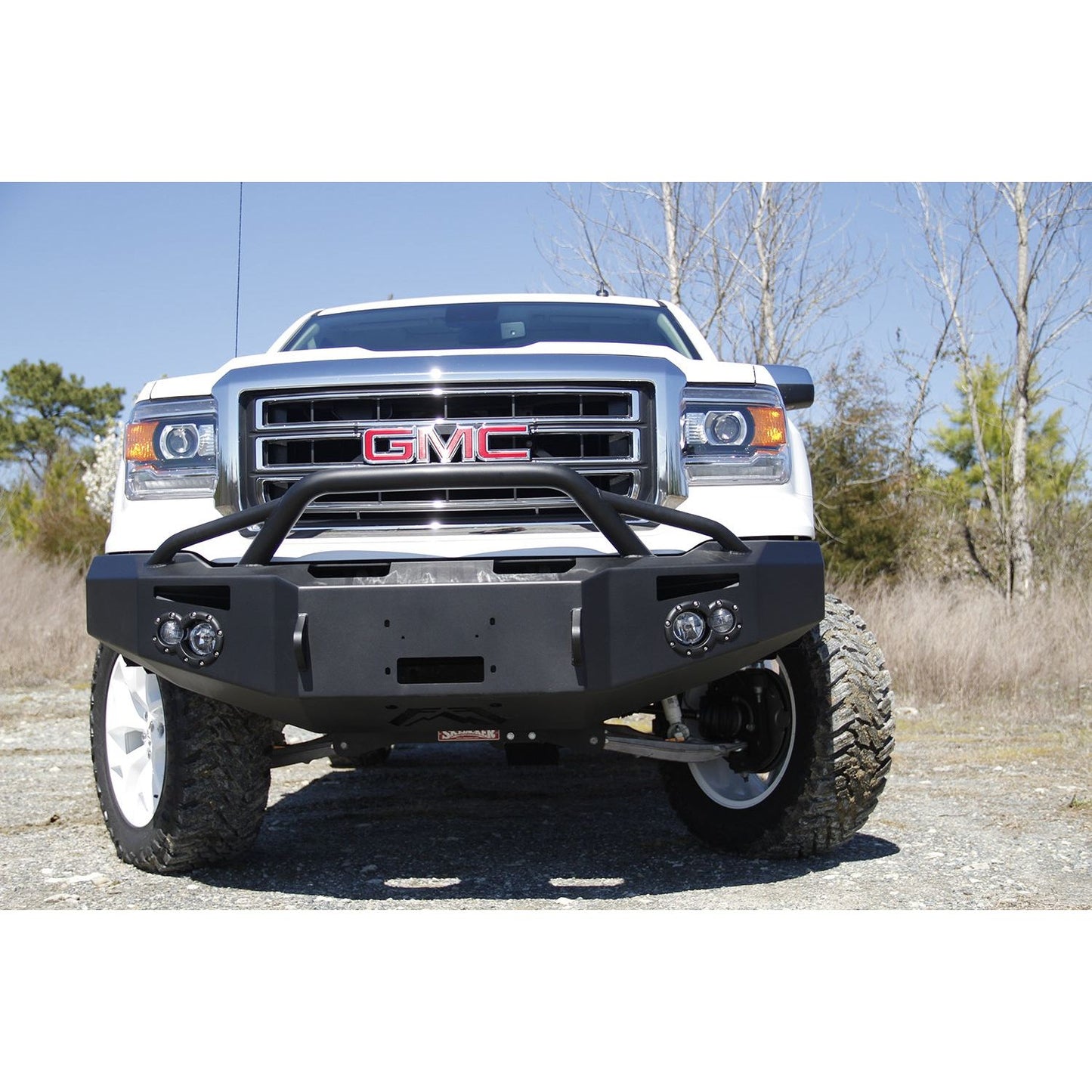 Fab Fours Premium Winch Front Bumper 2 Stage Black Powder Coated w/Pre-Runner Grill Guard Incl. 90mm Fog Lamps/60mm Turn Lights D-Ring Mounts l GS14-H3152-1