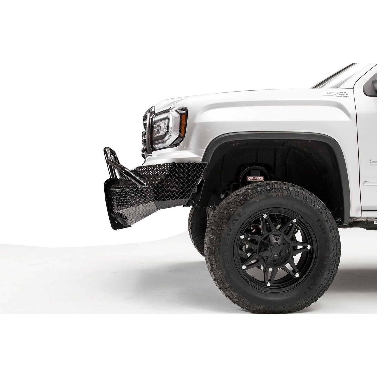Fab Fours Black Steel Front Bumper 2 Stage Black Powder Coated w/Pre-Runner Guard l GS16-K3962-1