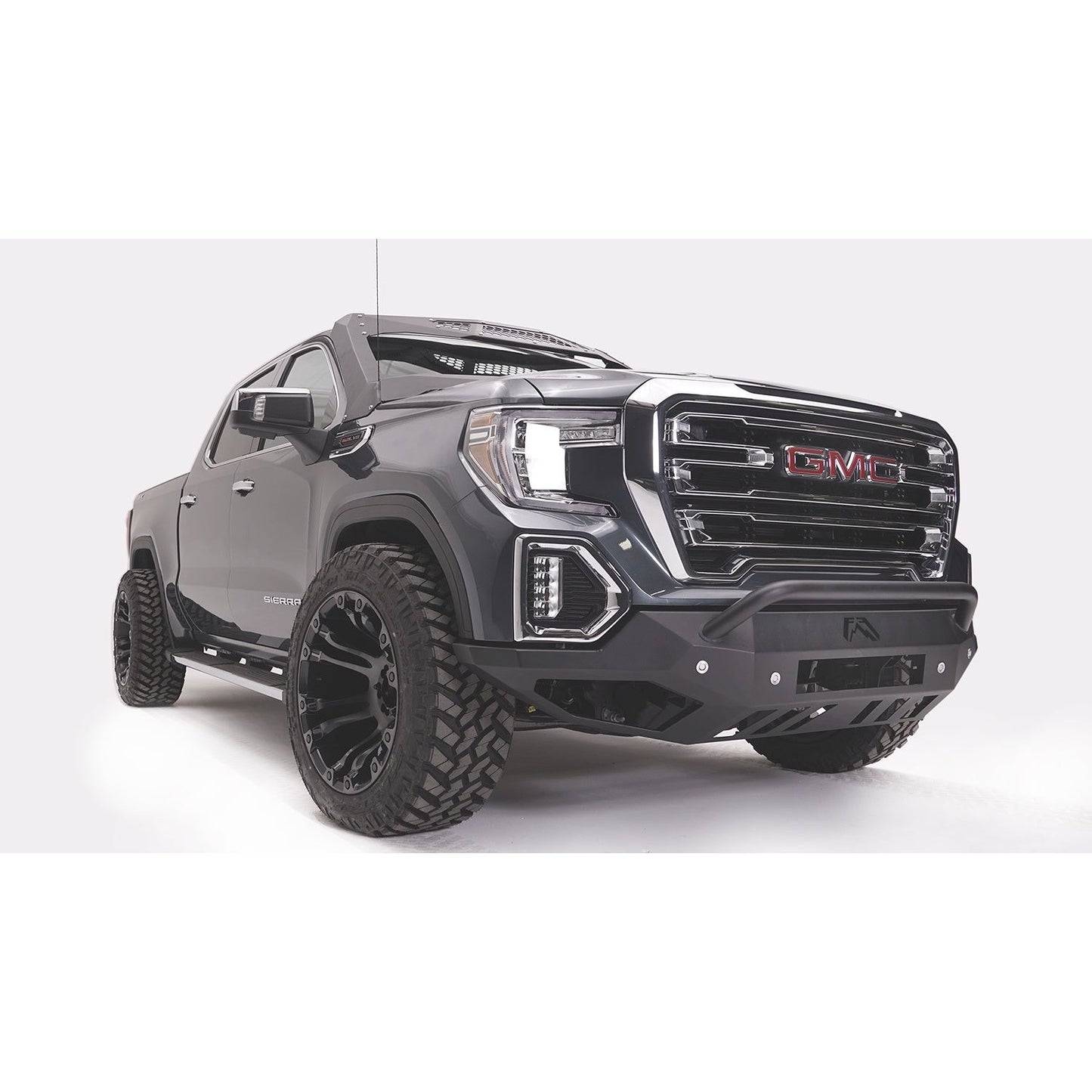 Fab Fours Vengeance Front Bumper 2 Stage Black Powder Coated Sensor Bumper Pre-Runner Guard l GS19-D6052-1