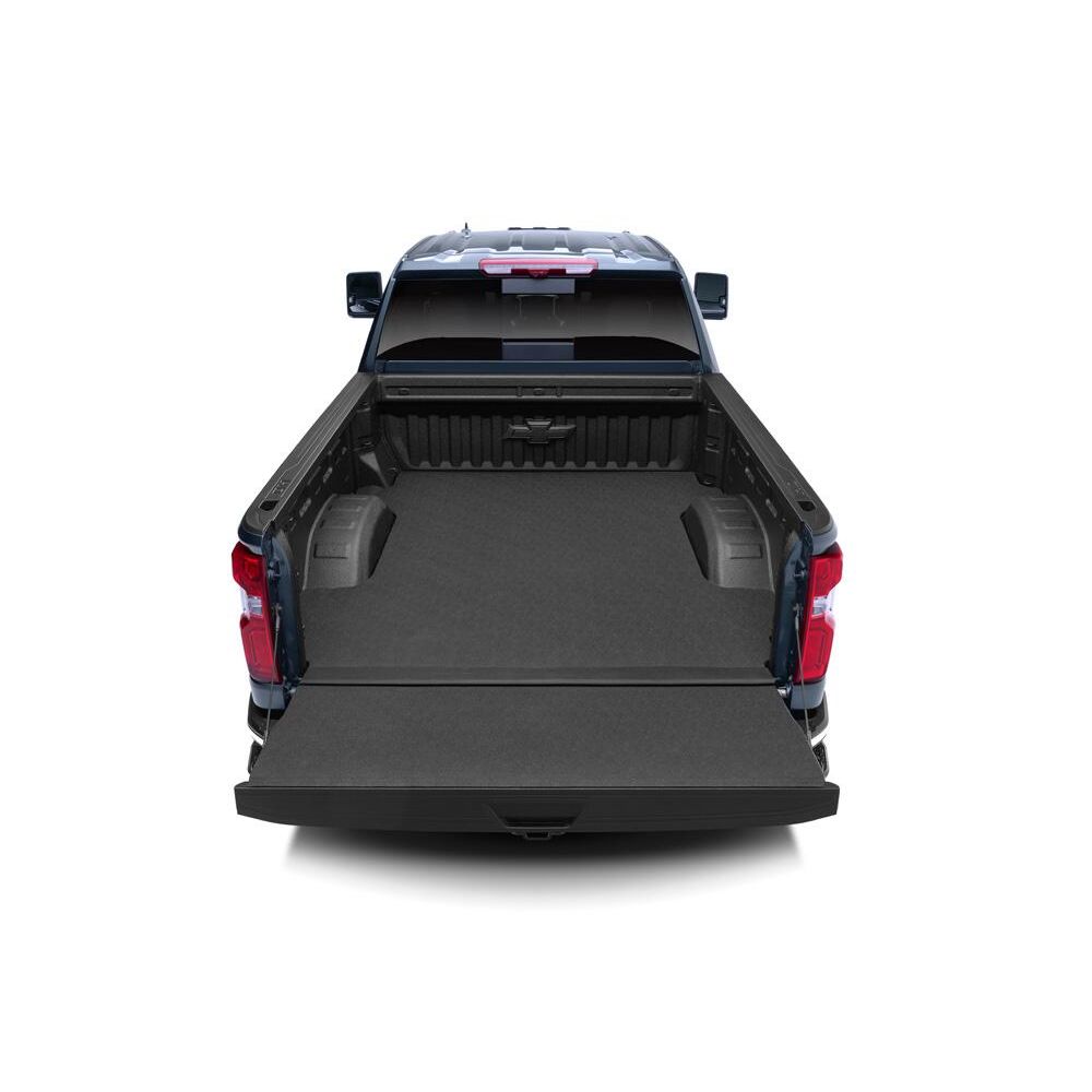 BedRug 20+ GM T1Xx HD 6'9" Bed w/o Multi-Pro Tailgate Impact Bed Mat - Charcoal (IMC20SBS) installed in truck bed view.