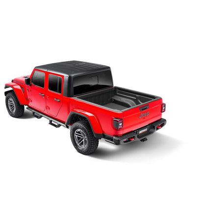 BedRug 2020-2025 Jeep Gladiator Impact Bed Mat - Charcoal (IMJ20SBS) installed in red Jeep Gladiator truck bed.