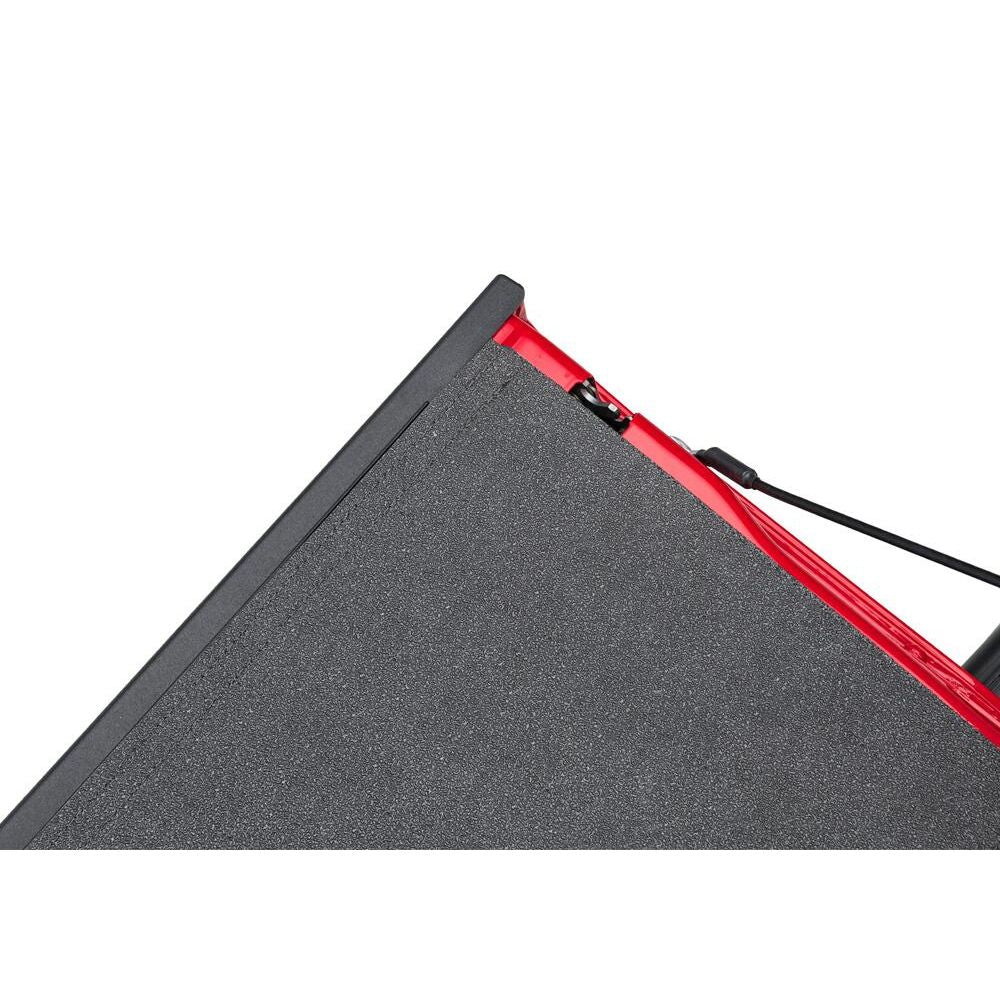 BedRug 2020-2025 Jeep Gladiator Impact Bed Mat - Charcoal (IMJ20SBS) close-up view of tailgate gap guard and hinge