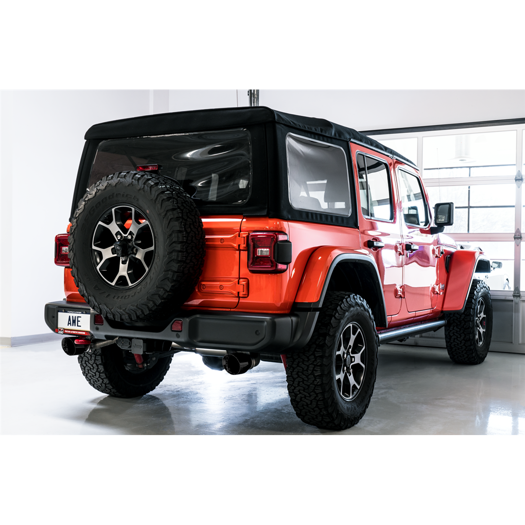 AWE Tread Edition Axleback Dual Exhaust for Jeep JL/JLU 3.6L/2.0T - Diamond Black Tips 3015-33001