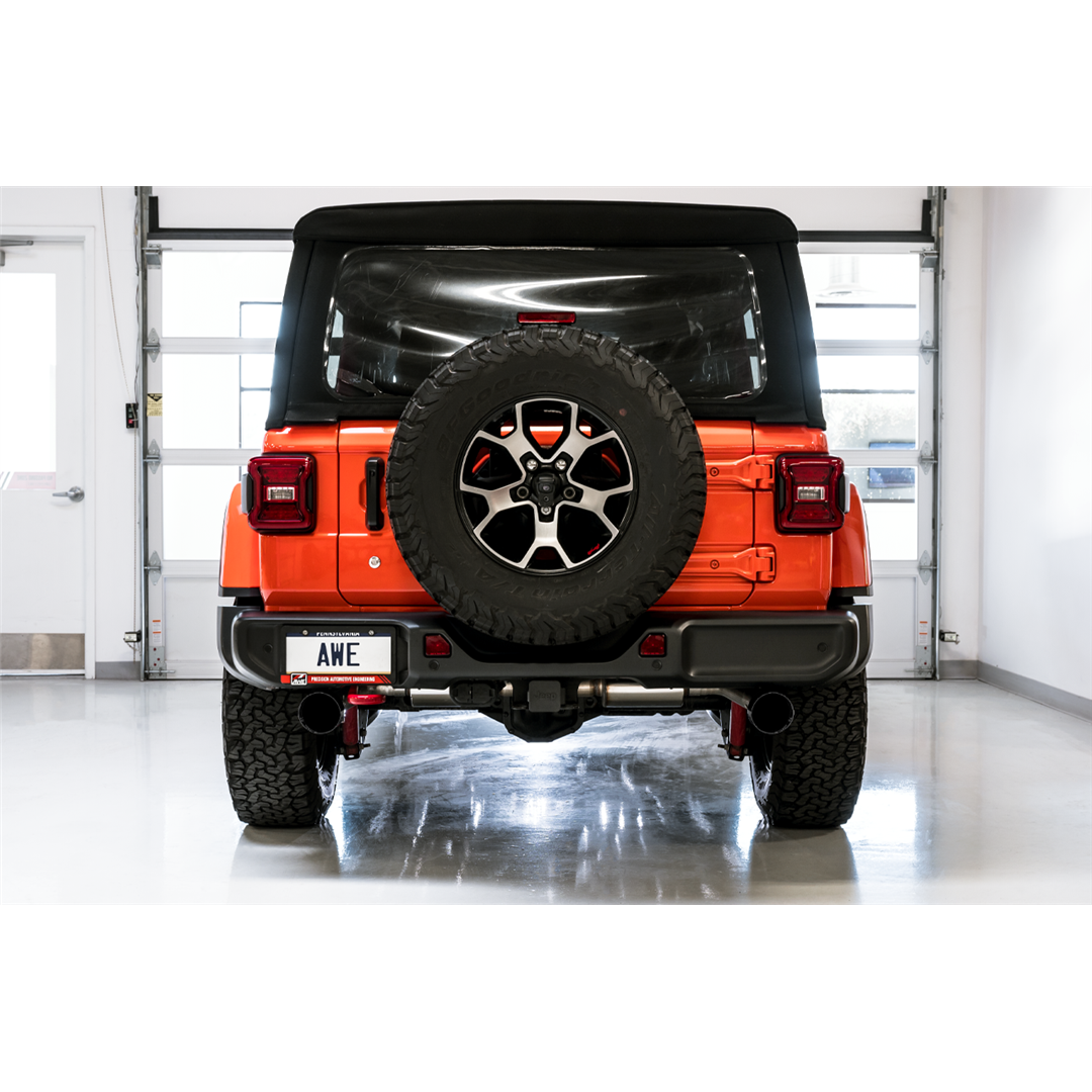 AWE Tread Edition Axleback Dual Exhaust for Jeep JL/JLU 3.6L/2.0T - Diamond Black Tips 3015-33001