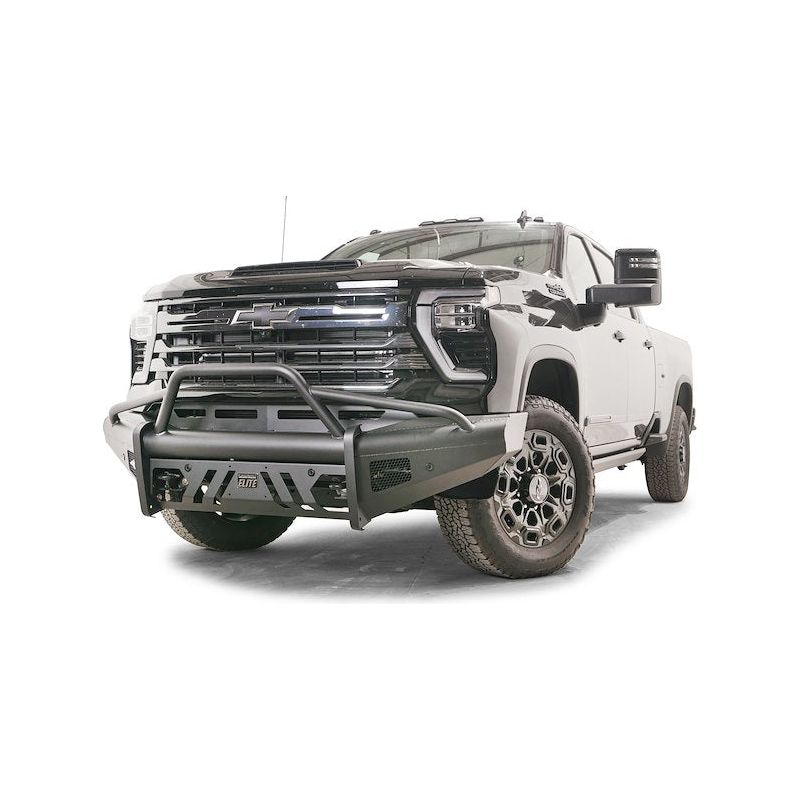 Fab Fours Elite Front Bumper Black Steel w/Pre-Runner Guard And Tow Hooks l CH24-Q6162-1