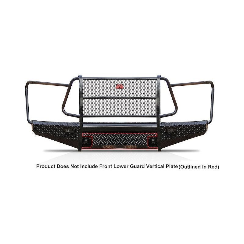 Fab Fours Black Steel Front Ranch Bumper 2 Stage Black Powder Coated w/Full Grill Guard Incl. Light Cut-Outs l TT07-K1860-1