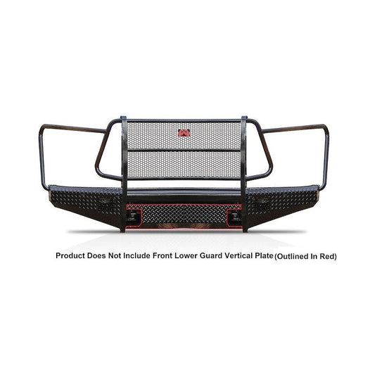 Fab Fours Black Steel Front Ranch Bumper 2 Stage Black Powder Coated w/Full Grill Guard Incl. Light Cut-Outs l TT07-K1860-1