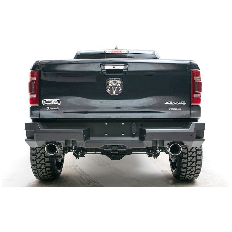 Fab Fours Premium Rear Sensor Bumper 2 Stage Black Powder Coated Steel l DR19-W4251-1