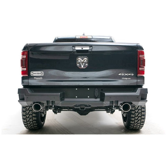Fab Fours Premium Rear Sensor Bumper 2 Stage Black Powder Coated Steel l DR19-W4251-1