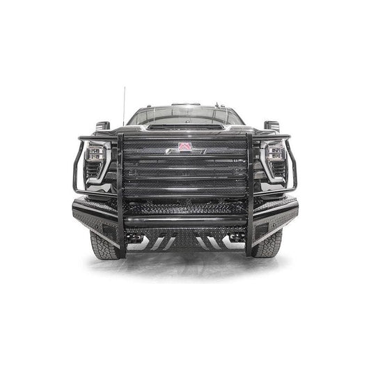 Fab Fours Black Steel Front Bumper w/Full Grill Guard And Tow Hooks l CH24-S6160-1