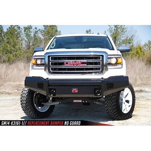Fab Fours Black Steel Front Bumper 2 Stage Black Powder Coated w/o Grill Guard w/Tow Hooks l GS14-K3161-1