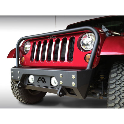 Fab Fours FMJ Stubby Winch Front Bumper 2 Stage Black Powder Coated w/Grill Guard l JK07-B1856-1