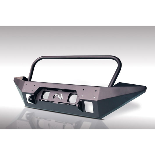 Fab Fours FMJ Full Width Winch Front Bumper 2 Stage Black Powder Coated w/Grill Guard l JK07-B1858-1