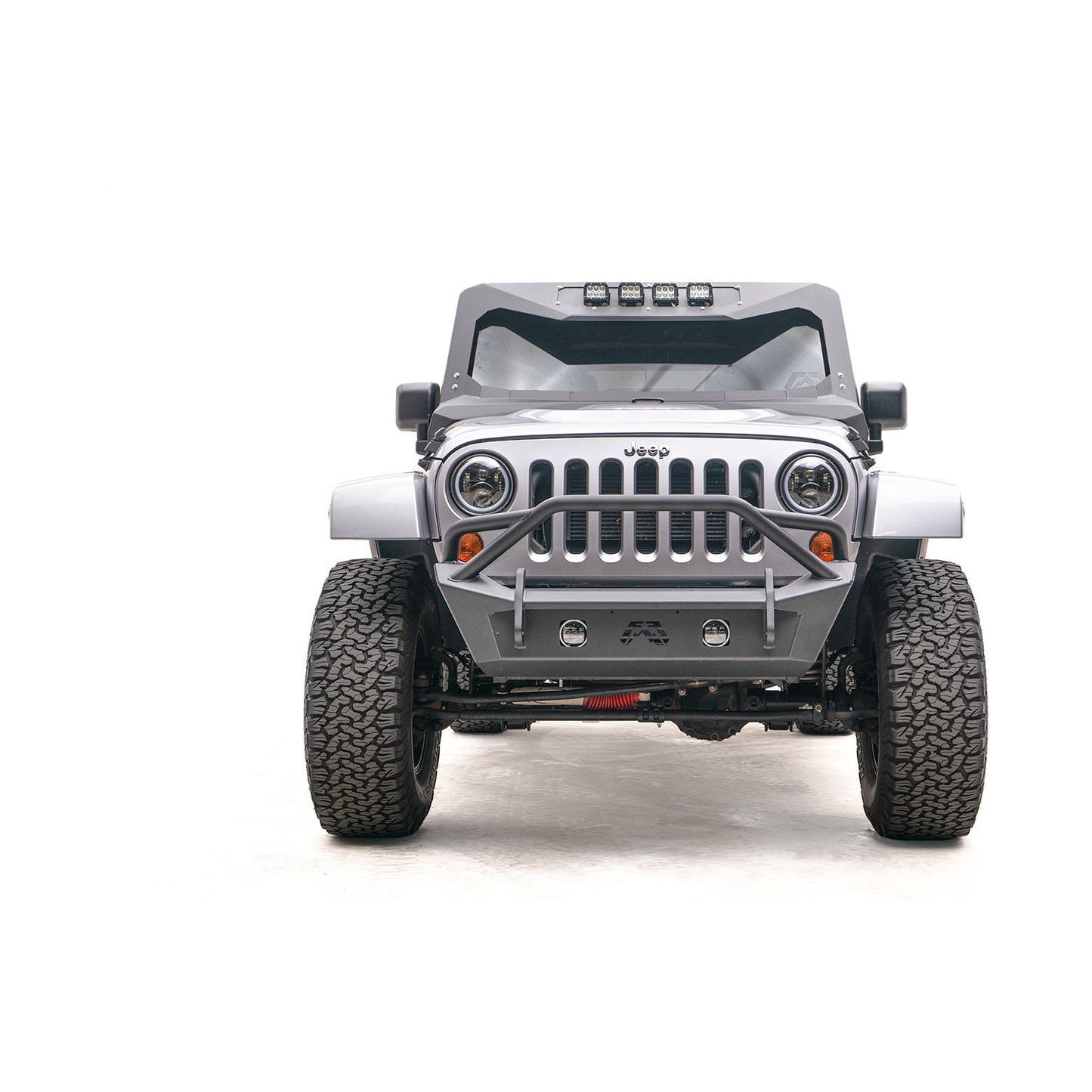 Fab Fours Stubby Bumper w/Pre-Runner Guard 2 Stage Matte Black Powder Coated l JK07-B1952-1