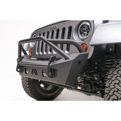 Fab Fours Stubby Bumper w/Pre-Runner Guard 2 Stage Matte Black Powder Coated l JK07-B1952-1