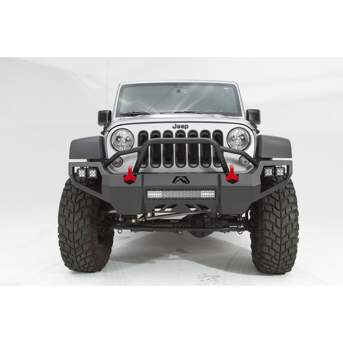 Fab Fours Vengeance Front Bumper 2 Stage Black Powder Coated Pre-Runner Guard l JK07-D1852-1